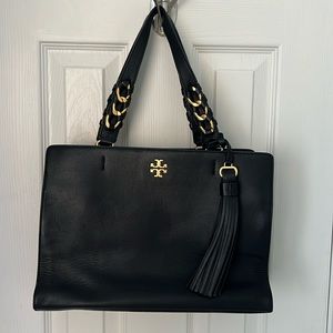 Tory Burch Brooke Leather Satchel- Black